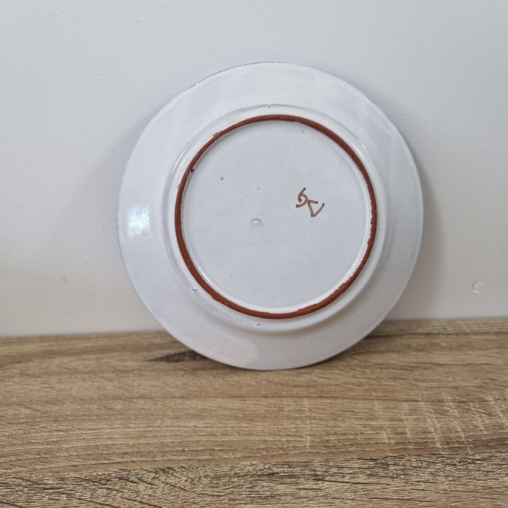 Portuguese Terracotta Plate Hand Painted Fruit Farmhouse Cottagecore Blue Orange - Picture 5 of 6